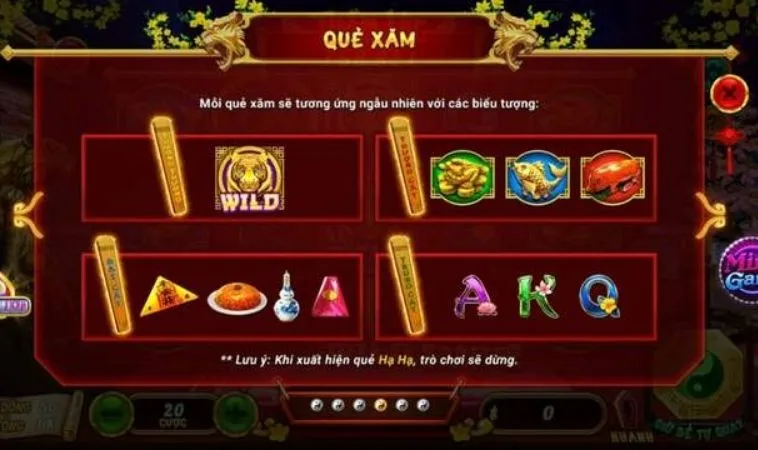 Các tổ hợp tạo thành biểu tượng quẻ xem trong nổ hũ Xin Xăm tại VN88
